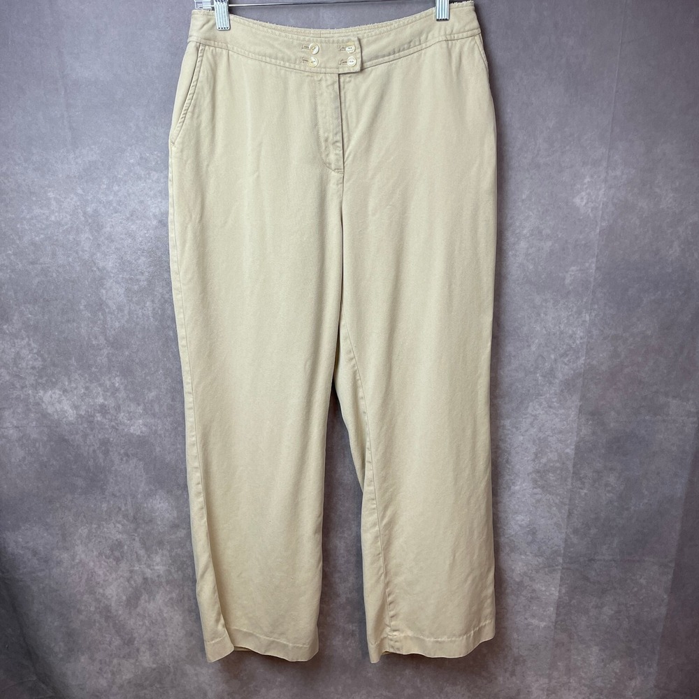 J. Jill Pants Womens 8 Wide Leg Tan Tencel Lyocell Trouser Pockets Casual Career